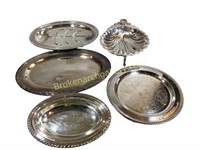 Five Pieces Silver Plate Serving Ware