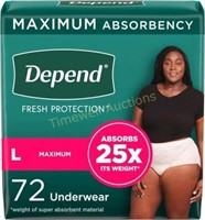Depend Incontinence Underwear  Large  72 Count