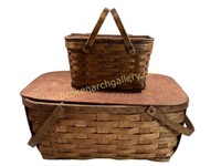 2 Vintage Woven Picnic Baskets