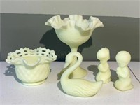 Milk Glass Bowls, Swan & Praying Children (Incl.