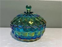 Carnival Glass Covered Compote