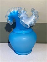 Blue Ruffled Neck Vase