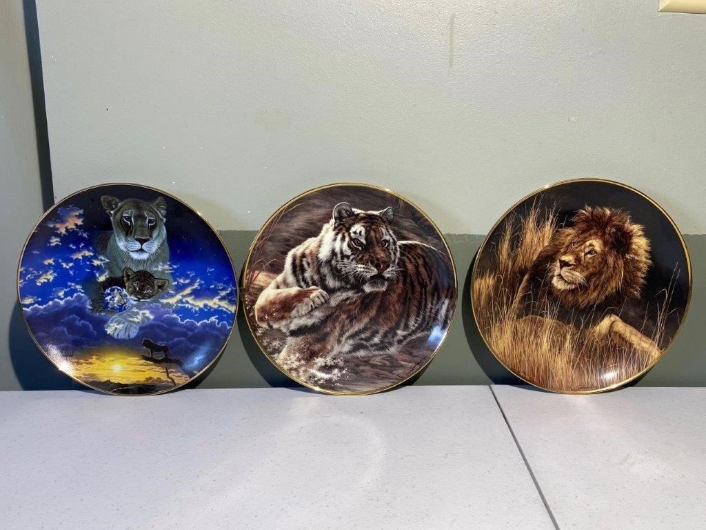 3 Franklin Mint Big Cat Collector Plates