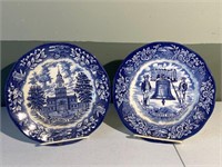 Pair of Avon Blue & White Bicentennial Plates