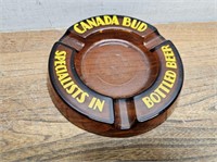 Vintage Amber Glass Ashtray CANADA BUD Speicalists