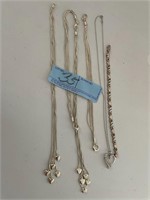 Silver heart slip necklaces, pendant, & bracelet