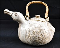 Sgd. Patricia Garrett Studio Ceramic Bird Teapot