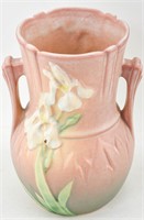 Roseville Iris Coral Pink Pottery Vase 917-6