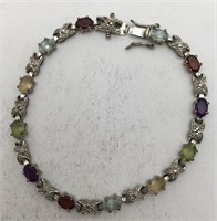 Sterling Silver Colored Stone Bracelet