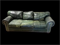 Vintage Green Leather Sofa