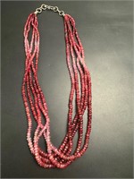 Sterling silver beaded ruby necklace