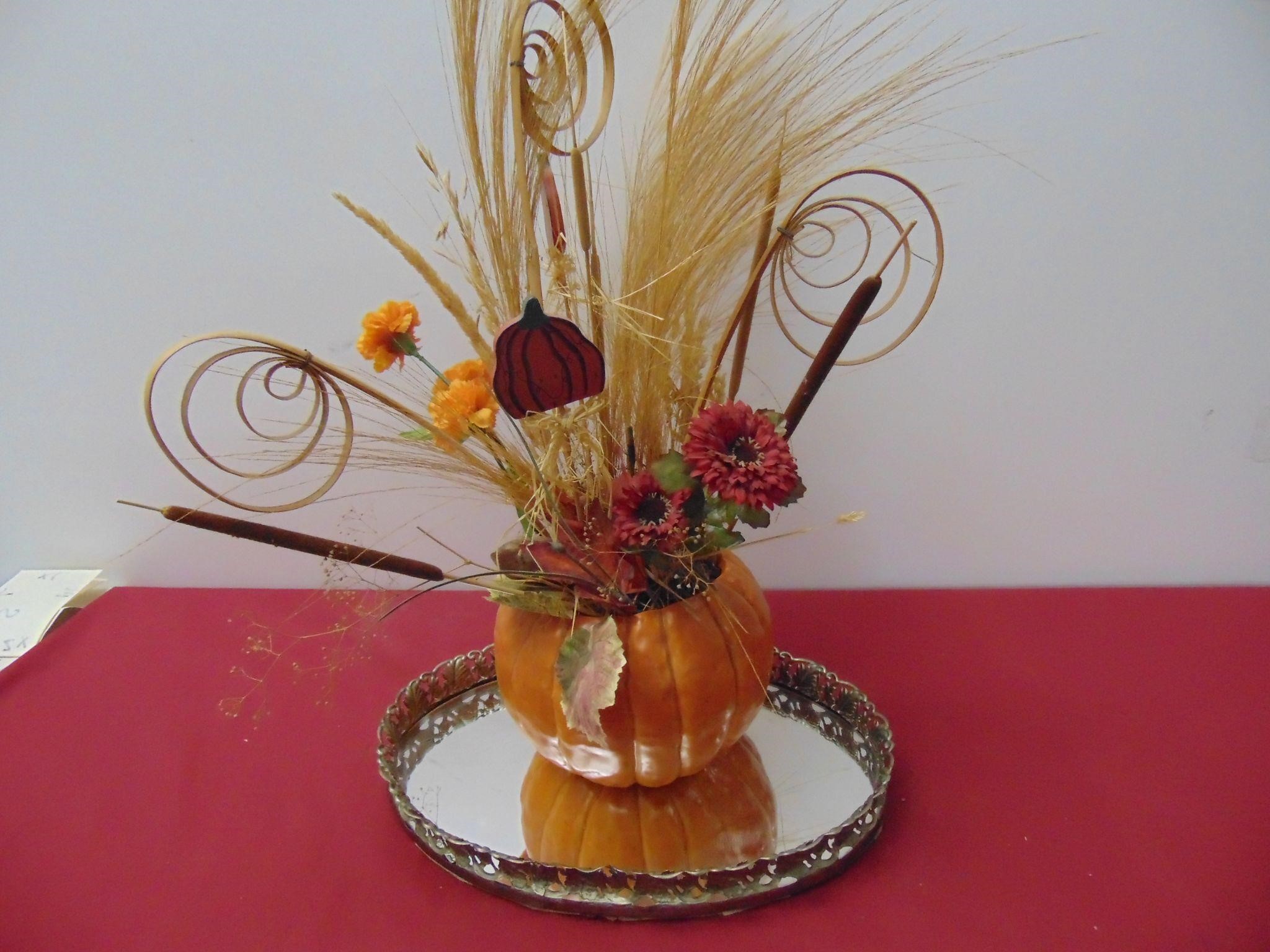 Fall Arrangement and Old Jewelry Tray