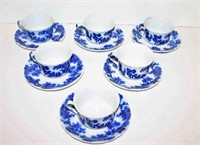 Flow-Blue China "Lancaster" (6) Handled Cups &