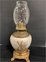 Vintage brass &glass oil lamp