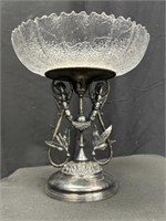 Empire Style Silver&Glass Bowl Centerpiece Compote