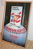 Framed "Roberto Clemente" U.S. Postal Stamp