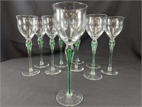 10 Crystal Julliard EmeraldGreen Stem Wine Glasses