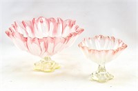 Lg & Sm Walther-Glas Sylvia Glass Footed Bowls