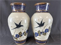 Pr. of Mexican Ceramic Pottery Vases Xochiquetzal