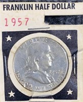 1957 90% Silver Franklin Half Dollar US Coin