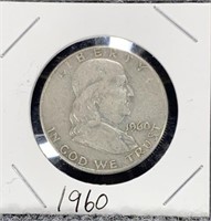 1960 90% Silver Franklin Half Dollar US Coin