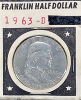 1963-D 90% Silver Franklin Half Dollar US Coin