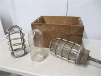 CROUSE-HINDS LAMP PARTS & OLDER WOODEN BOX