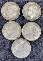 5 90% Silver Roosevelt Dimes