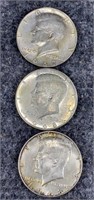 3-40% Silver Kennedy Half Dollars