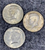 3-40% Silver Kennedy Half Dollars