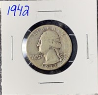 1942 90% Silver Washington Quarter US Mint Coin
