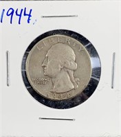 1944 90% Silver Washington Quarter US Mint Coin
