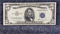 1953-B $5 Silver Certificate US Currency Note