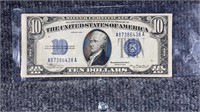 1934 $10 Silver Certificate US Currency Note