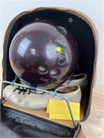 Bowling ball with shoes and case