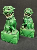 Pair of Chinese Emerald Foo Dogs MCM