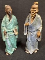 Pair of Chinese Mudmen Figurines Antique