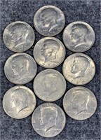 10-Kennedy Clad Half Dollars US Mint Coins