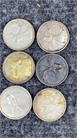 6-Canada Silver Quarters