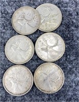 6-Canada Silver Quarters