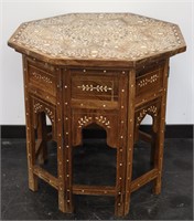Morroccan Drum Table Wood with Bone Inlay