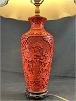 Chinese Cinnabar Lacquer Vase Lamp (1 of 2)