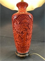 Chinese Cinnabar Lacquer Vase Lamp (2 of 2)