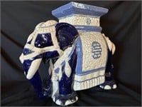 HollywoodRegency Ceramic Chinese Elephant Sidetabl
