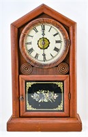 Vintage Red Painted Wooden Mantel Clock, As Is