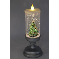 12" Illuminated Glitter Candle - Christmas Tree