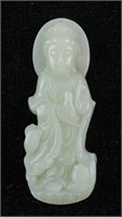 Chinese Hetian White Jade Guanyin Pendant