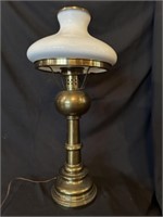 Vintage Brass Lamp w/ Milk Glass Shade