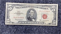 1963 $5 Red Seal Bill US Currency Note