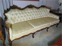 Vintage Cream Tapestry 3-Cushion Sofa - like new